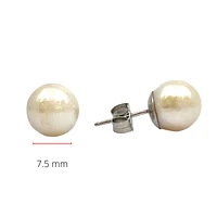 14K Gold 7-7.5mm Cultured Pearl Earrings with Butterfly Backs
