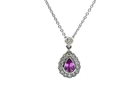 18K White Gold 0.47cttw Pink Sapphire with 0.25cttw Diamond Necklace - 16 Inches