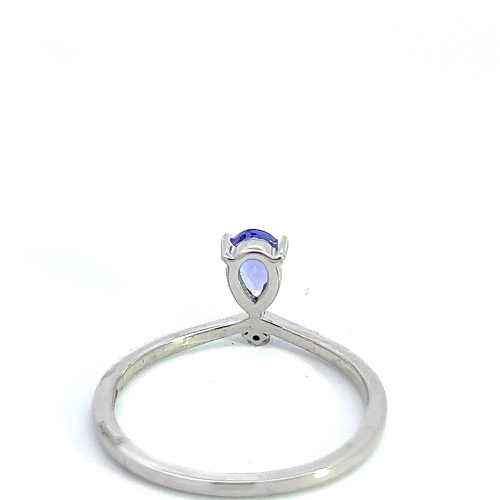 10K White Gold Tanzanite and Diamond Ring - Size 7