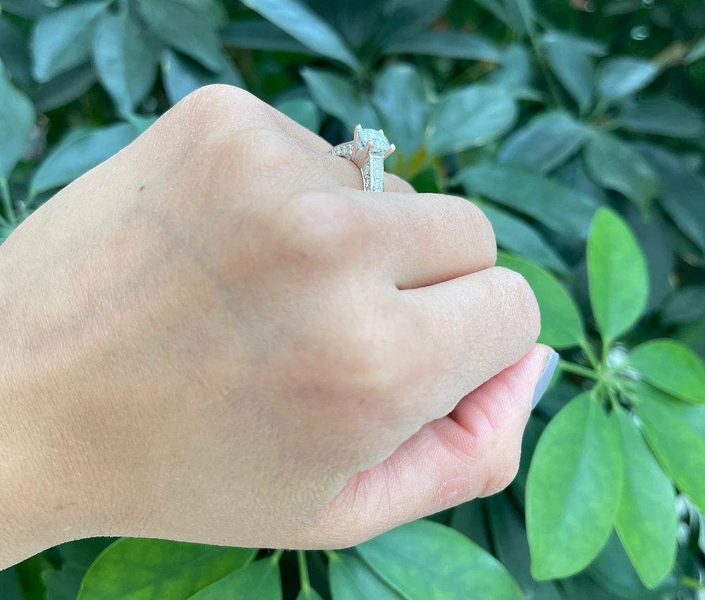 14K White Gold 1.84cttw Diamond Engagement Ring, size 7.5