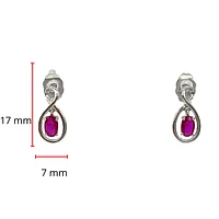10K White Gold Oval Shape Ruby Stud Earrings