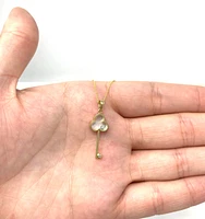 10K Yellow Gold Mother of Pearl and 0.02ctttw Diamond Pendant, 18"