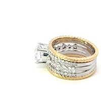 14K White & Yellow Round Brilliant Cut Diamond Ring - Mount Only (No centre diamond) / Gold