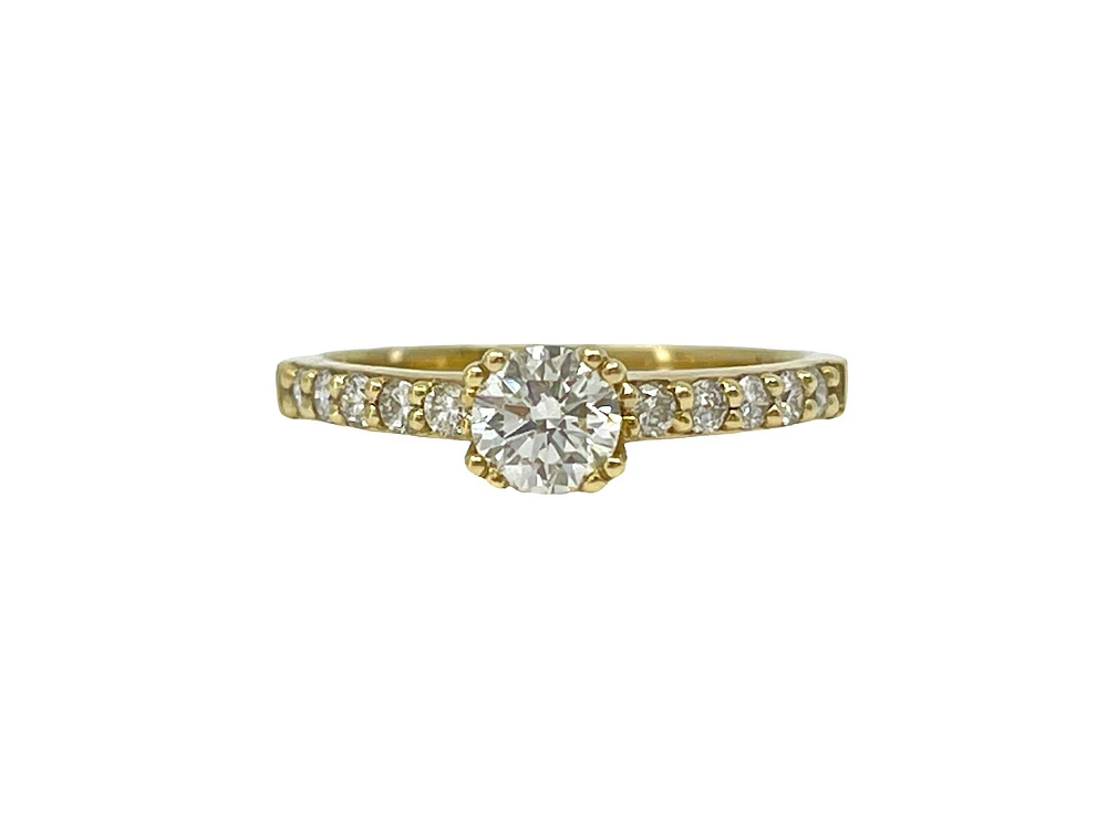 14K Yellow Gold 0.70cttw Canadian Diamond Engagement Ring, size 6.5