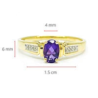 10K Yellow Gold 0.44cttw Oval Cut Amethyst & 0.02cttw Diamond Ring - 4.5