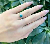 10K White Gold 0.75cttw Genuine Australian Doublet Opal and 0.02cttw Diamond Ring, size 7