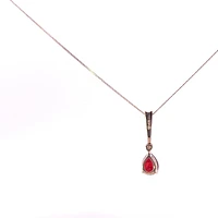 10K Yellow Gold 0.02 cttw Diamond and Garnet Pendant, 18"