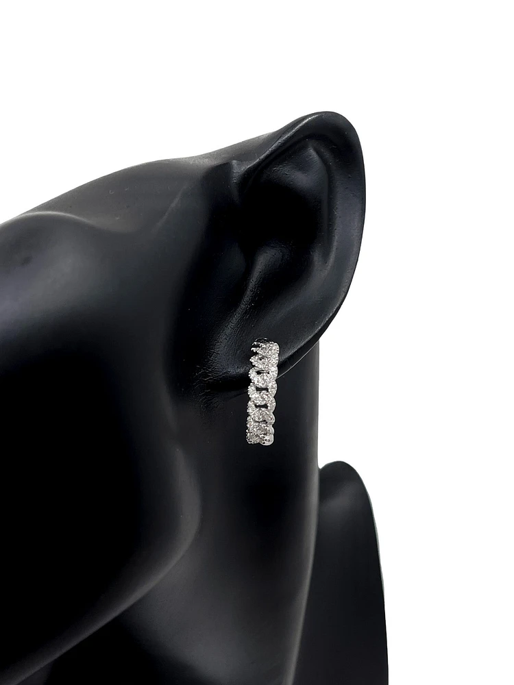 10K White Gold 0.66cttw Miami Cuban Link Diamond Earring