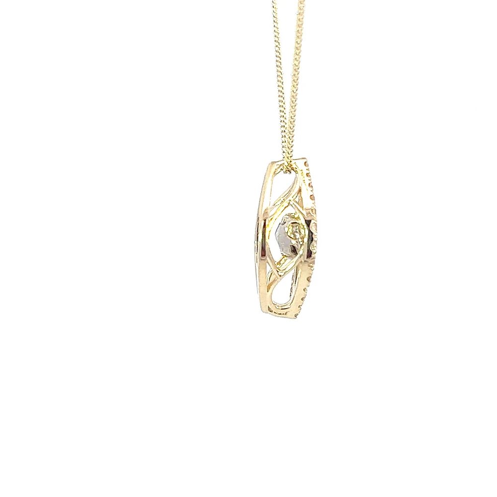 10K Yellow Gold 0.22cttw Diamond Pulse Pendant, 18"