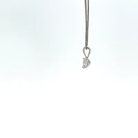 10K White Gold 0.04 cttw Diamond Solitaire Mezza Luna Pendant, 18"