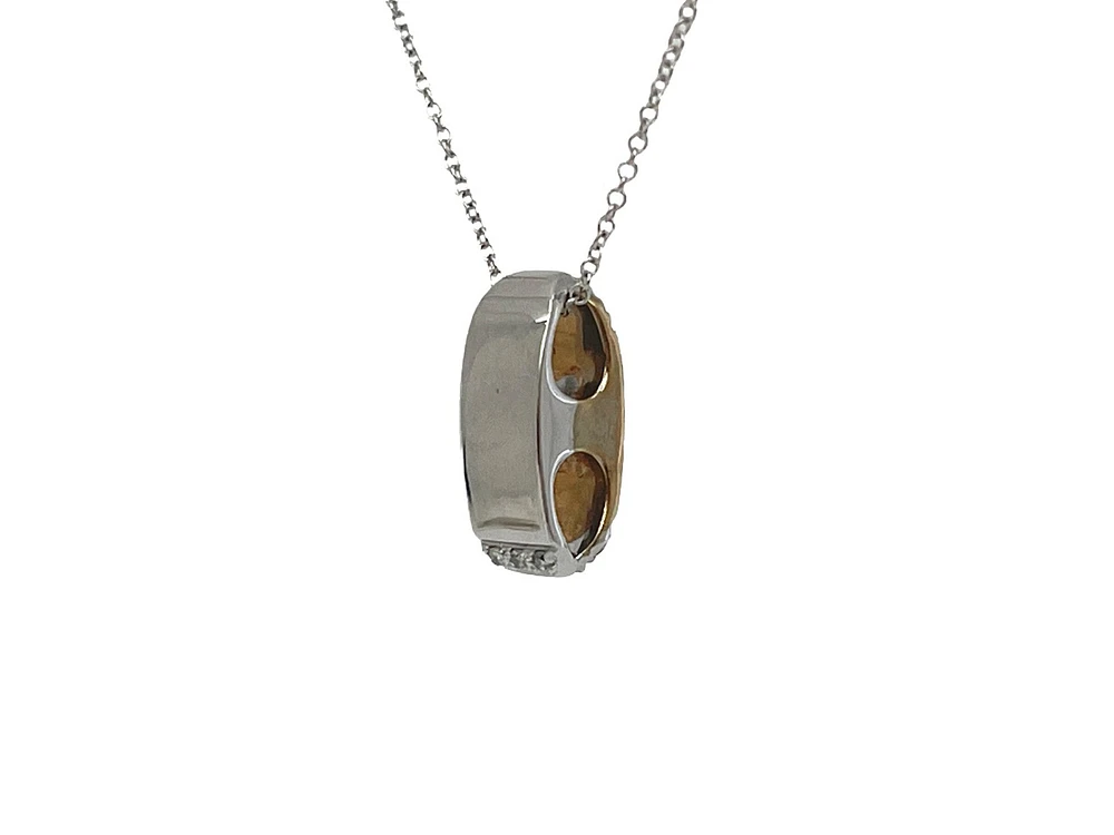 10K Two-Tone Reversible 0.07cttw Diamond Pendant, 18"