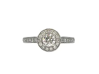 14K White Gold 0.69cttw Diamond Halo Engagement Ring - Size 6.5