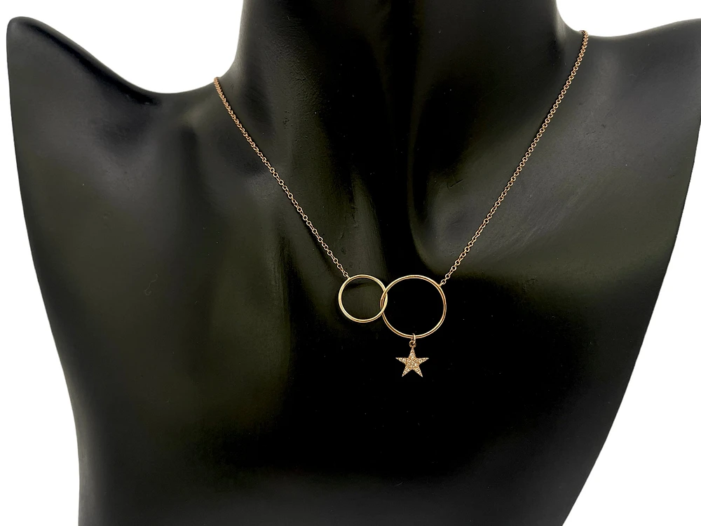 14K Rose Gold 0.04cttw Diamond Pendant, 18"