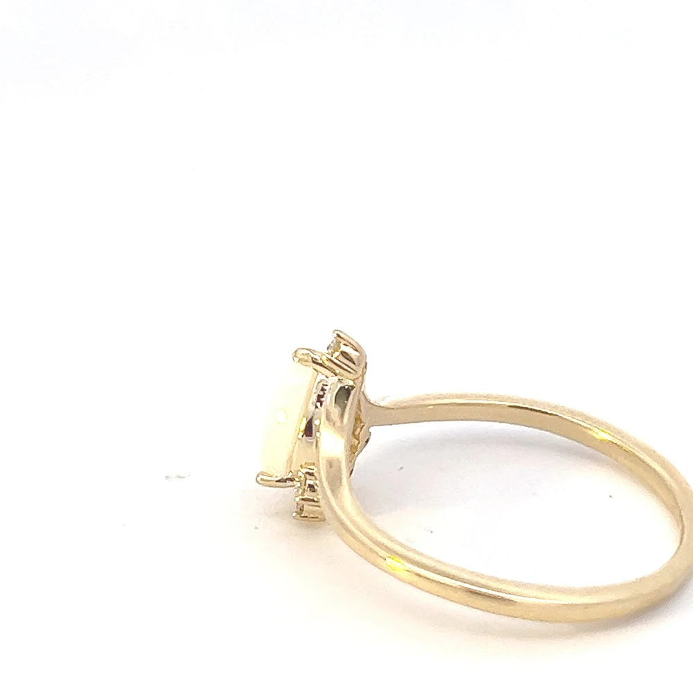 10K Yellow Gold Opal and Diamond Ring