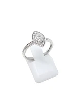 10K White Gold 0.18cttw Marquise Cut Diamond Halo Engagement Ring, size 6.5