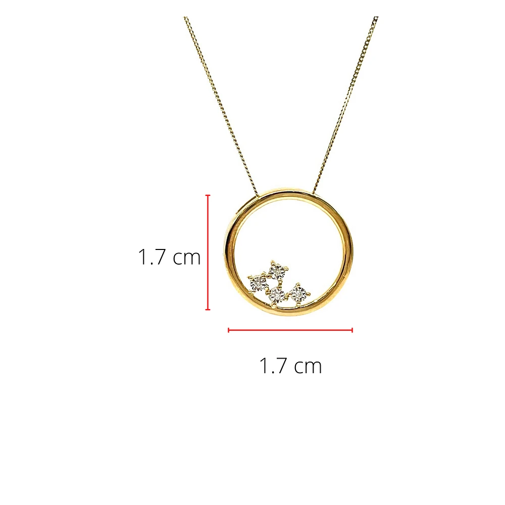 10K Yellow Gold 0.02cttw Diamond Circle Necklace - 18 Inches