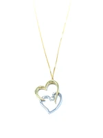 10K White & Yellow Gold 0.041cttw Diamond Double Heart Pendant, 18"