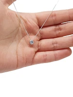 10K White Gold 0.20cttw Bezel Set Diamond Pendant, 18"