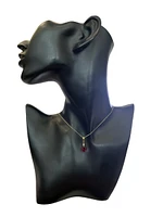 10K Yellow Gold 0.02 cttw Diamond and Garnet Pendant, 18"