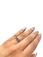 Created Alexandrite and Diamond Ring