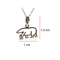 14K White Gold 0.03cttw Diamond Orion Bear Pendant with Rolo Chain (Spring Clasp) - 18 Inches