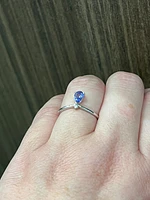 10K White Gold Tanzanite and Diamond Ring - Size 7