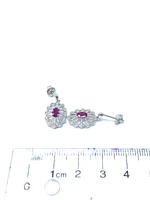 10K White Gold 0.65cttw Genuine Ruby and 0.10cttw Diamond Earrings