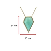 14K Yellow Gold 5.35cttw Amazonite and 0.18cttw Diamond Necklace, 18"