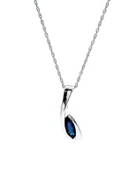 10K White Gold Genuine Sapphire Pendant