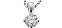 14K White Gold 0.10cttw Round Cut Canadian Diamond Pendant, 18”