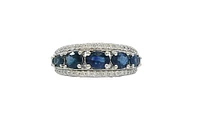 10K White Gold Sapphire and Diamond Ring