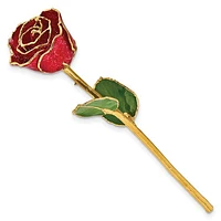 24K Lacquer Dipped Gold Trimmed with Glitter Real Rose