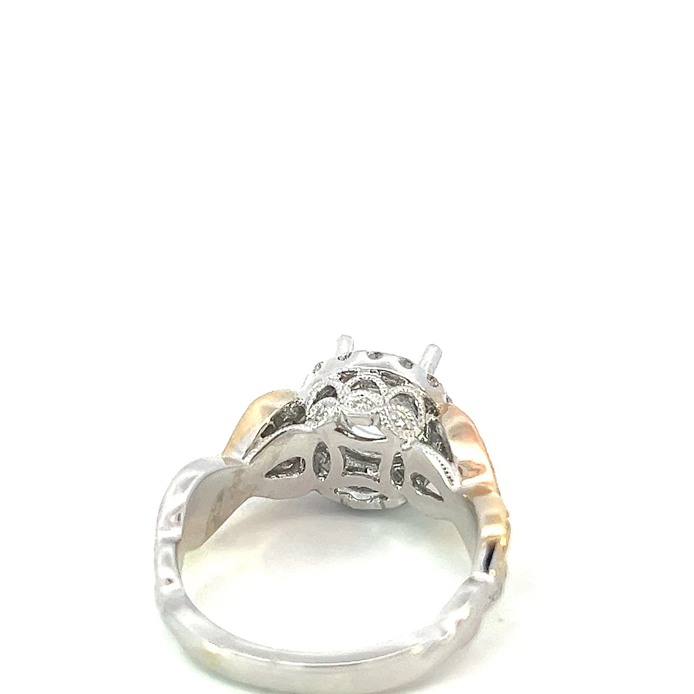 14K Tri Tone Round Brilliant Cut Diamond Ring - Mount Only (No centre diamond) / Gold