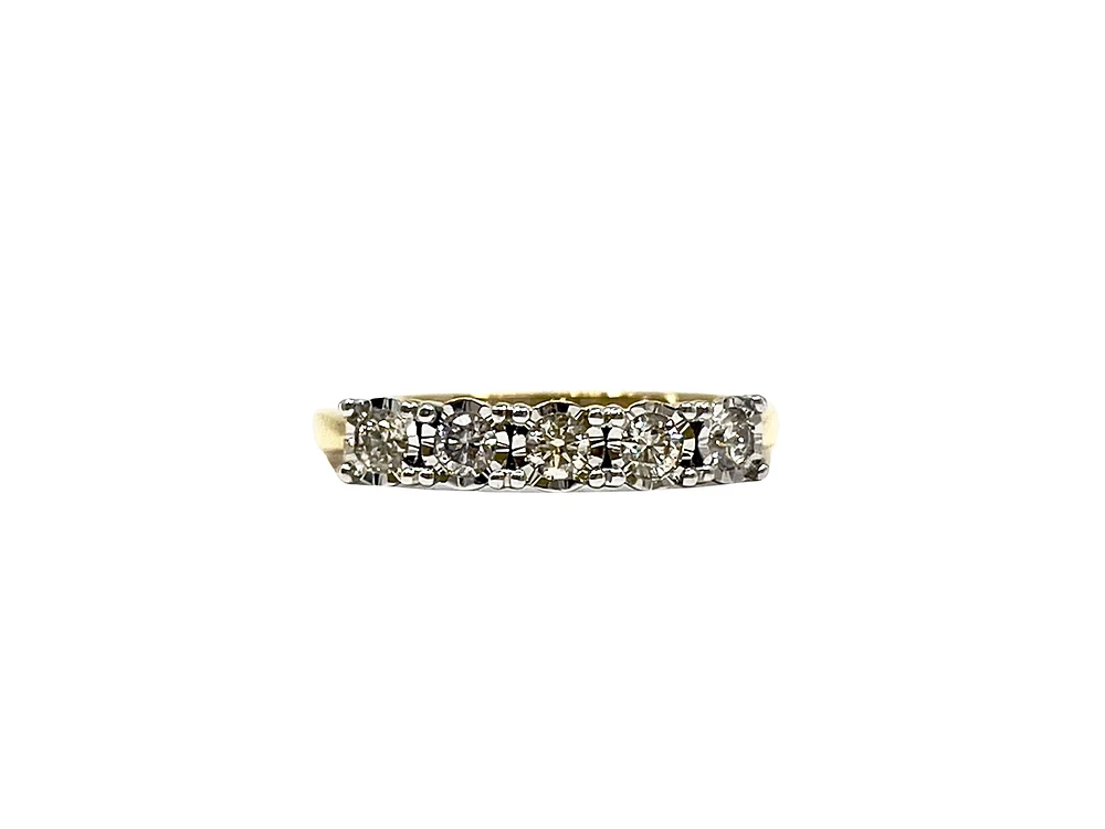 10K Yellow Gold Diamond 0.33cttw Illusion Setting Ring, Size 6.5