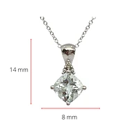 10K Gold 6.0mm Cushion Cut Aquamarine & 0.008cttw Diamond Pendant