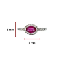 14K White Gold Genuine 0.50cttw Ruby and 0.35cttw Diamond Ring, size 7