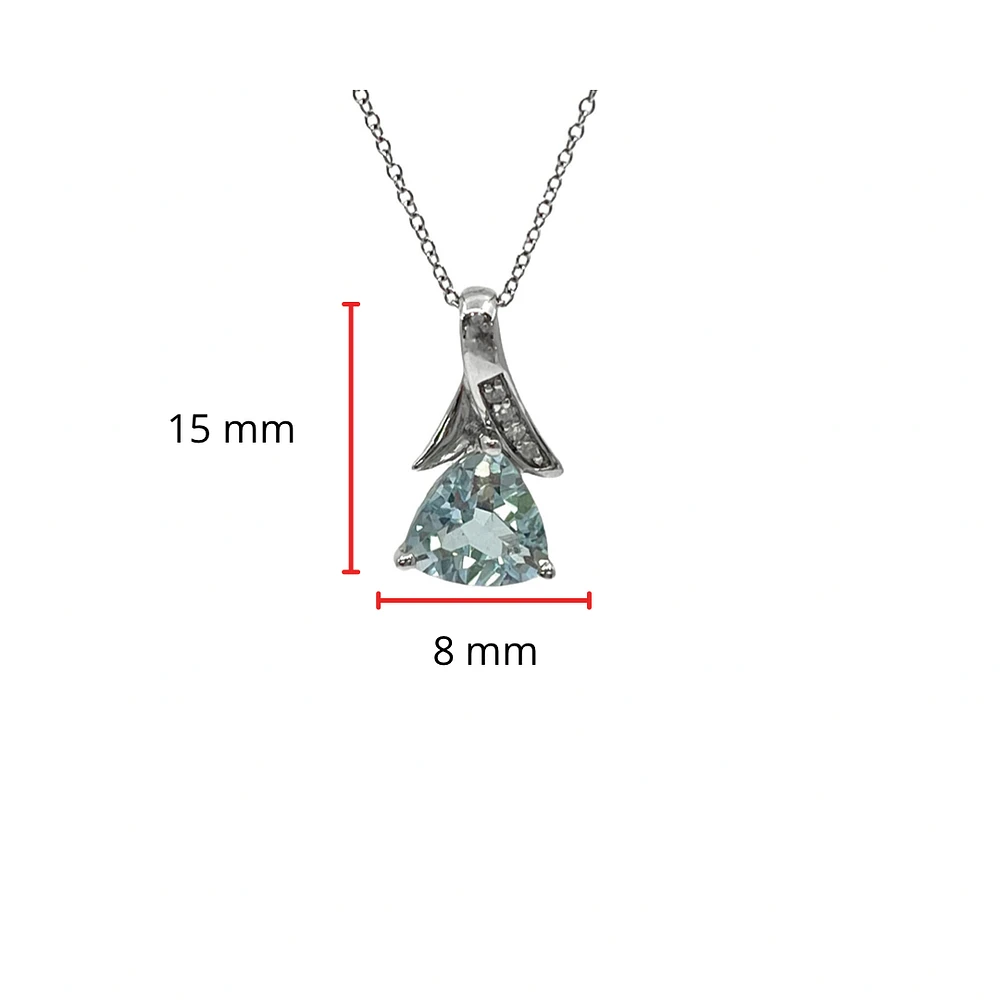 10K White Gold Aquamarine and 0.02cttw Diamond Pendant, 18"