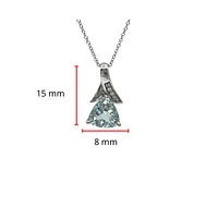 10K White Gold Aquamarine and 0.02cttw Diamond Pendant, 18"