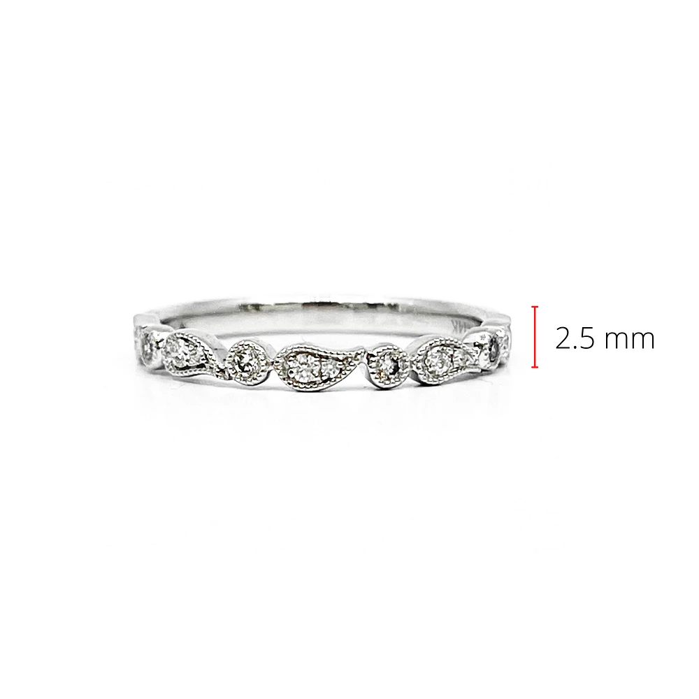 14K White Gold 0.13cttw Diamond Ring - Size 6.5