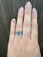 925 Sterling Silver Blue Topaz & Diamond Ring - 4.5