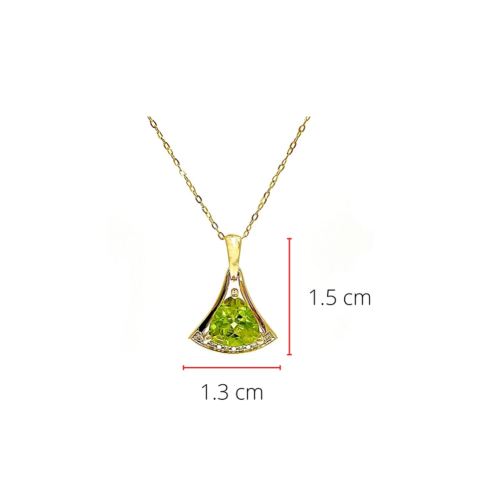 10K Yellow Gold 1.70cttw Peridot 6mm & 0.03cttw Diamond Pendant