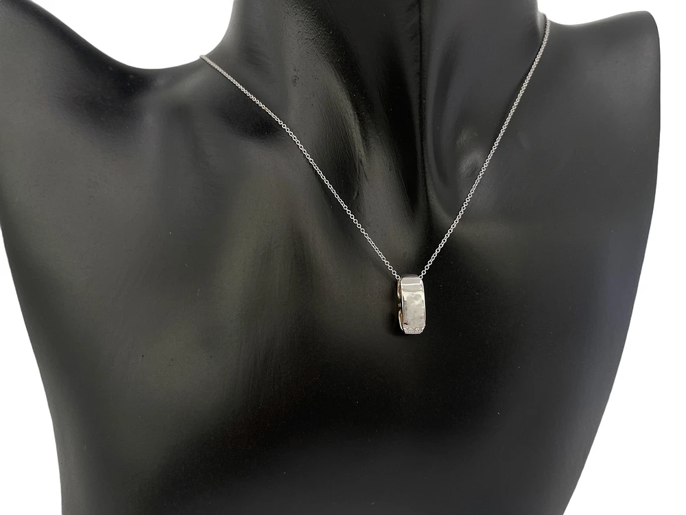 10K Two-Tone Reversible 0.07cttw Diamond Pendant, 18"
