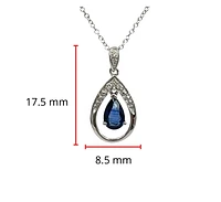 10K White Gold Sapphire and Diamond Pendant, 18"