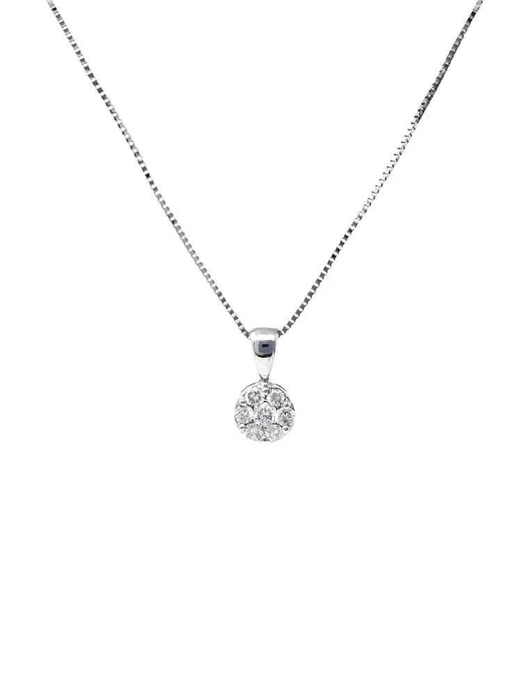 14K White Gold 0.19cttw Diamond Pendant, 18"