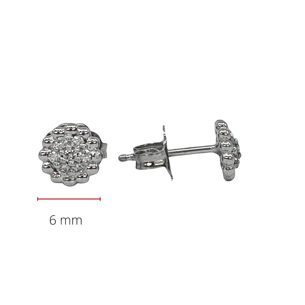 10K White Gold 0.105cttw Diamond Stud Earrings - 6mm