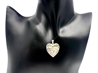925 Sterling Silver Half Filigree Heart Shaped Locket - 24mm x 26mm