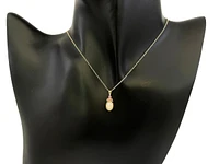 10K Yellow Gold 7x5mm Oval Cut Opal and Round Cut Pink Tourmaline Pendant - 18 Inches