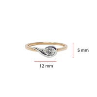 10K White & Rose Gold 0.20cttw Pear Cut Diamond Ring, size 6.5