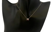 14K Yellow Gold Ruby, Pink Sapphire, White Topaz and Diamond Necklace, 18"