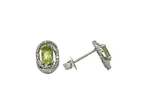 925 Sterling Silver Peridot & Diamond Earrings